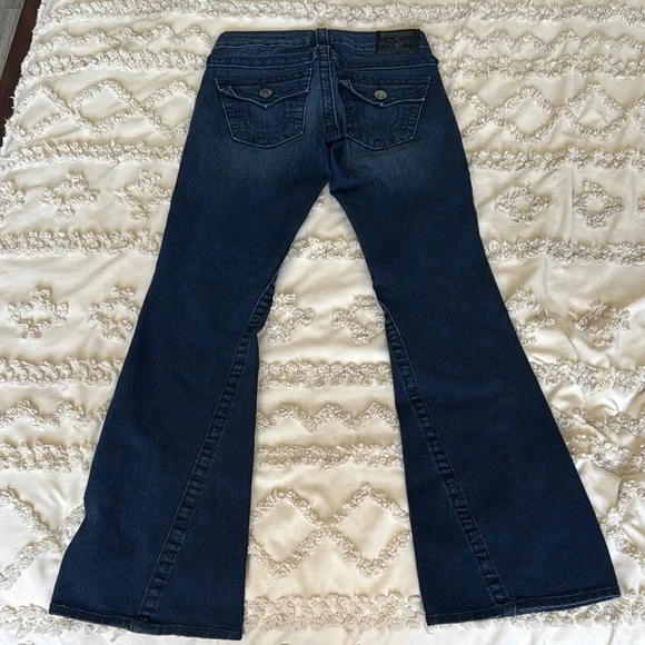 True Religion Blue Flare Wide Leg Jeans - Picture 4 of 6